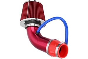 Crozgan Universal Car Cold Air Intake Filter Induction Kit 76mm Cold Air Intake Filter Aluminum Induction Hose Pipe Kit for Replacing Car Parts and Repair-Red