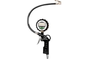 Bimson Power Digital Tyre Inflator with Pressure Gauge – High Accuracy LCD Display, Deflate Valve, Lock-On Chuck – 3–90 PSI for Car, Bike, Motorcycle, Air Compressor, 1/4 BSP Fitting