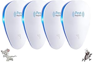 TOMUTECH Ultrasonic Pest Repellent, Powerful Mouse Repeller plug in Pest Control, Effective against for Mice, Rats, Spiders, Cockroaches, Rodent, Electronic Device for Indoor Use-Radiation free (4 Pack)