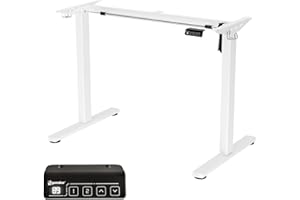 ‎ERGOMAKER ERGOMAKER Höhenverstellbarer Schreibtisch Gestell mit Memory-Funktion und Soft-Start/Stop, 2-Fach-Teleskop Höhenverstellbarer Schreibtisch Elektrisch Tischgestell (Weiß)