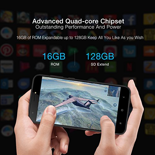 Ulefone S7 Smartphone ohne Vertrag (5 Zoll HD Display, Quad-Core Prozessor, 2 GB RAM, 16 GB Speicher, Dual-Hinterkameras, Dual SIM(Micro-Sim), Android 7.0, GPS) rot