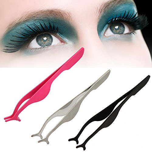 1Pcs Pro Beauty Tool False Eyelashes Extension Applicator Remover Clip Tweezer Nipper Pink