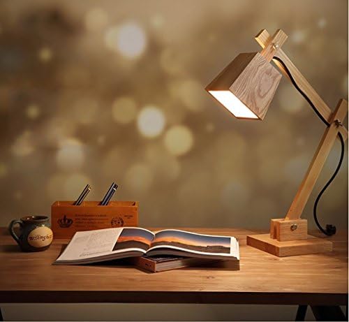 Desk Lamps Creative personality folding solid wood study children's lamp/simple bedroom bedside table lamp Size:18*18*48cm desktop table lamp