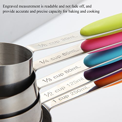 ANPHSIN 10 Piece Stainless Steel Measuring Cups and Spoons Set with Silicone Handle Grip Perfect for Baking Accessories by ANPHSIN - 4