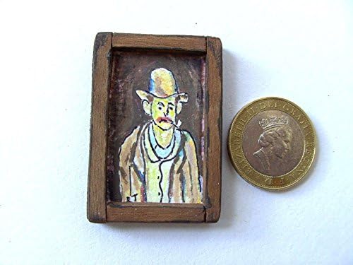 OOAK 1/12th Scale Dollhouse Miniature Oil Painting - Cezanne - Man With Pipe
