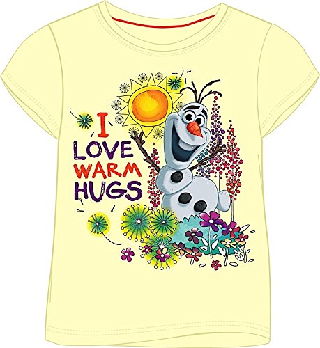 Girls Disney Frozen Olaf Summer 100% Cotton Tshirt Top (Yellow)[18-24 Months][Yellow]