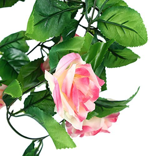 Natural Home 245cm Efeu Girlande Efeubusch Efeugirlande Efeuranke künstliche Kunstpflanze hängend Blätter (Dunkel Rosa, 2er Pack) - 3