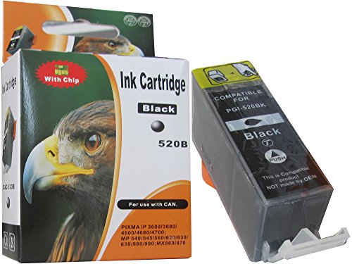 10 Druckerpatronen komp. für CANON PGI-520BK CLI-521BK CLI-521C CLI-521M CLI-521Y 2 x schwarz 2 x photoschwarz 2 x blau 2 x rot 2 x gelb - 2