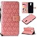 Produktbild 2× Flip Handy Schutzhülle für Huawei Mate20 lite, Stoßfest Weich PU Leder Damen Herren Karten Magnet Stand Halter Farbdruck Brieftasche Klappetui (Roségold+Braun)