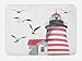 Produktbild COCO-La Leuchtturm Badteppich, Leuchtturm Seagulls und auf die Beach Navigationsgeräte, Wasser, mit Badezimmer Matte, rutschfest, Grau, Rot, Weiß, 23,6 x15.7 (L x W