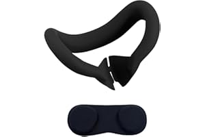 NUHFUFA VR Headset Face Cover Pad and Lens Cover for Quest 3 Accessories, Blackout Eye Mask Face Cushion Pad Washable Dust-Proof Lightweight Protector Lens Cap(Black)