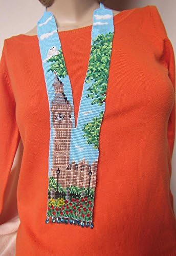 Beaded Necklace London, Long Necklace Big Ben, gerdan London, London skyline necklace,House of Parlament necklace, Big Ben London necklace