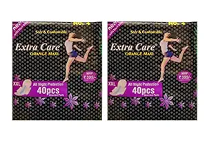 Extra Care Womens/Girls XXL Sanitary Pads (Napkins) with Wings - Pack of 40(Pack of 2)