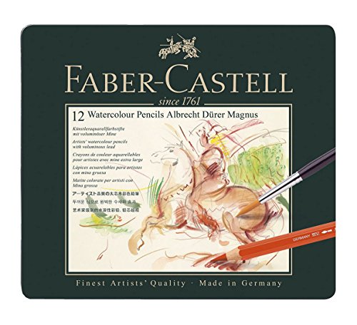 Faber-Castell 10115445 Lot de 12 Crayons de Couleur Albrecht Dürer Magnus en Boîte Métal 5,3 mm