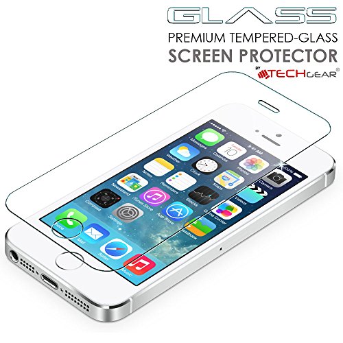 [3 Pack of] TECHGEARÂ® Apple iPhone SE / 5s / 5c / 5 GLASS Edition Genuine Tempered Glass Screen Protector Guard Cover (iPhone 5s/5c/5) â€¦