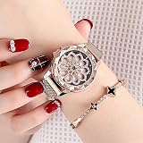 CHCUAN Damen-Armbanduhr, drehbar, Diamant-Zifferblatt, wasserdicht, Mesh-Stahl, einzigartiges Design, Analog, Quarz, Luxus Business-Kleid