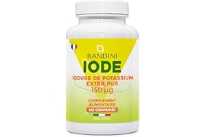 Bandini® IODURE DE POTASSIUM - 120 comprimés de IODE EXTRA PUR Haute Dose - 150 mcg par pastille, Facilement Ingérables - Complément Alimentaire avec Iode KI, Dosage élevé, 100% Vegan, GMP, Sans OGM