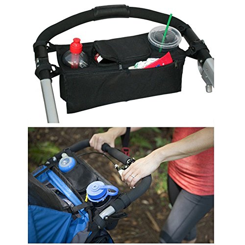 JUNGEN Kinderwagen Organizer Kinderwagen Zubehör Universal schwarz Baby Wickeltasche Kinderwagen Buggy Becherhalter passend für die meisten Kinderwagen - 3