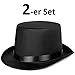Produktbild 2er Set - Eleganter Zylinder Herren Damen - Klassischer Magierhut in Schwarz - Idealer Zauberer Magier Dandy Gigolo Stripper Hut für Party, Halloween, Fasching und Karneval (2x Zauberer Hut)