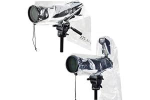 JJC 2-Piece Clear Rain Cover for DSLR Cameras with Lens & Flash - Transparent, Direct Viewing, Multi-Brand Compatibility - Outdoor Photography, Travel, Professional Use - Camera Cover