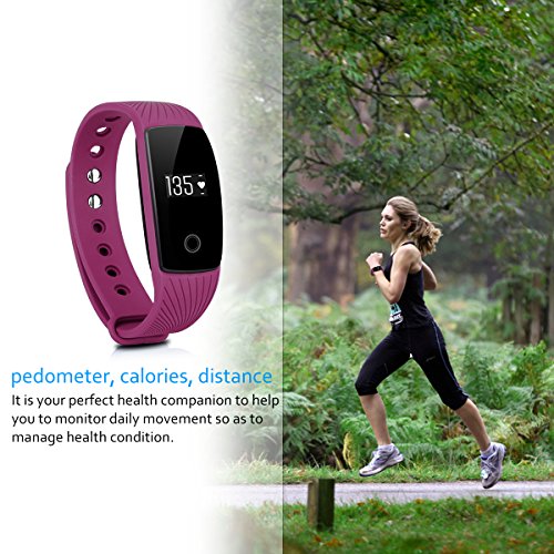 DIGGRO ID107 – Fitness Armband mit Herzfrequenz Sensor (OLED Display, Smart Armband Fitness Tracker mit Pulsmesser Aktivitätstracker Schrittzähler Schlafanalyse Kalorienzähler für ios Android) - 2