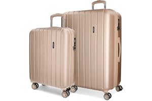 Movom Wood Juego de maletas Beige 55/70 cms Rígida ABS Cierre TSA 119L 4 Ruedas dobles Equipaje de Mano