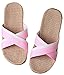 Produktbild Slip auf Hausschuhe Happy Lily rutschfester Zehenöffnung Unisex Paare Sandale Bio Leinen Pantoletten Feuchtigkeitstransport Cool Flachs Schuhe innen-Hausschuhe für Erwachsene, rose