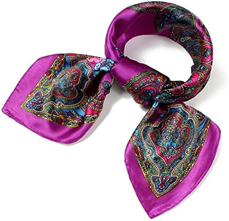 Scarf Square Muffler Women Smooth Sleek Multicolored Delightful Skin Friendly (Purple A1)