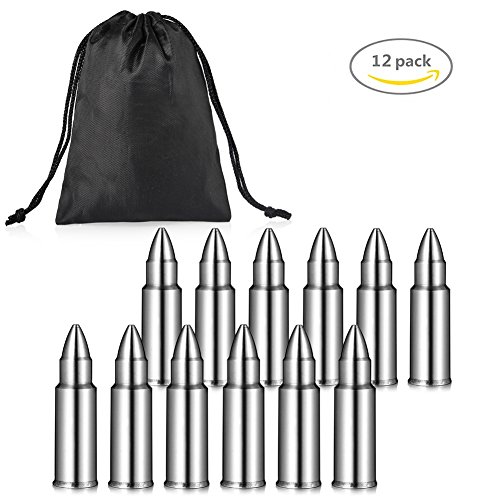 Uarter 12-er Edelstahl Eiswürfel Premium Whisky Steine Set Bullet Wiederverwendbare Kühlsteine für Whiskey mit Aufbewahrungstasche