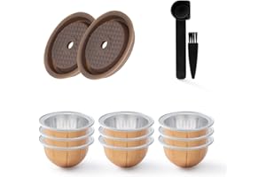 Reusable VERTUO Capsule Discs 2 Pcs + Empty Refillable VERTUOLINE Pods-80+150+230ml Each 3 Pcs for Vertuoline Coffee, BENFUCHEN Food Grade Silicone Capsule Caps for Refillable Nespresso Vertuo Pods