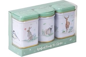 New English Teas Woodland Animals 3x Mini Tea Tin Gift Pack with Loose Leaf Black Tea, 0.07 kg MT78