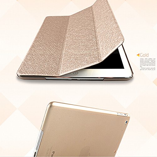 für Apple ipad mini 1 / mini 2 Ledertasche Case Hülle – Yihya Ultra Slim PU Leder Klappbar Cover Kunstleder Schutzhülle mit Standfunktion und Auto Sleep / Wake Up + Displayschutzfolie & Stift – Gold - 3