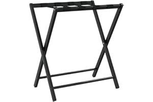 vidaXL Black Bamboo Luggage Rack, Foldable Stand for Suitcase Packing and Storage, Sturdy Design with Polypropylene Ss, 68.5x38x58cm, Maximum Load 70kg