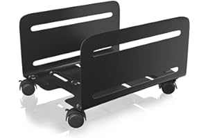AGPtek Soporte para CPU, Soporte para Ordenador Torre con 2 Ruedas con Bloqueo y 2 Ruedas Direccionales, Soporte para Sobremesa UPC (Negro)