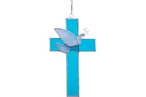 GALAG Pigeon Suncatcher Stained Glass Suncatchers - Stained Glass Window Hanging Sun Catchers Indoor Window Stained Glass | Cross and Pigeon Dove Bird of Peace for Peace Lovers Grandma Mother