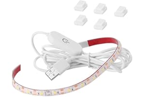 CUQI Tiras de luz para máquina de coser USB,5V,30 cm,LED con regulador táctil y clips adhesivos,18 máquinas de coser ajustables LED,armario de cocina,cunas (blanco)
