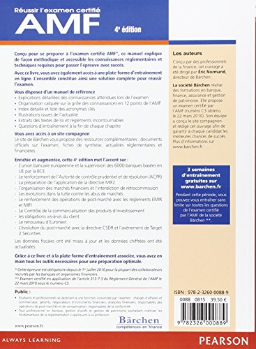 Livres Couvertures de RéUssir L'examen Certifié Amf 4E éDition