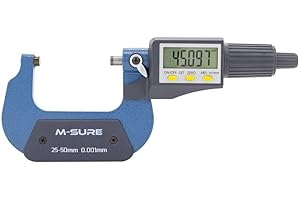 M-SURE MS-110-050 Digital External Micrometer 50mm (2 inch) Large LCD Display Gauge Caliper Outside Measuring Metric Imperial