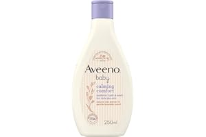 Aveeno Baby Calming Comfort Bedtime Bath and Wash (1 x 250ml), Tear-Free and Soap-Free Baby Wash with Gentle Lavender & Vanilla Scent, Gently Cleanses Skin Before Bedtime, for Delicate Skin
