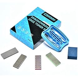 XCMAN Kit d'entretien, de réglage et de biseautage de carres pour skins alpins, skis de freeride, snowboard, outil affuteur d'angle de skis + 3 diamants + pierre en caoutchouc