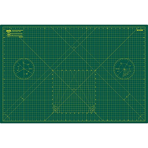 ansio® A1 (90cmx 60 cm), doppelseitig, selbstheilend, 5 Lagen, Schneidematte, Metrisch & Imperial (grün/grün) - 3