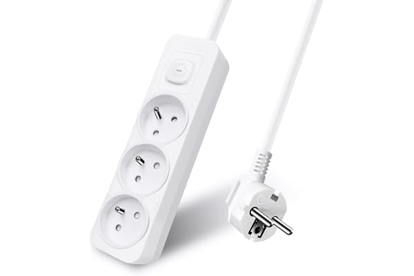 EXTRASTAR Multiprise 3 Prises 16A avec Interrupteur,Bloc 3 Prises,Rallonge 3m 250 V avec sécurité Enfant,Blanc