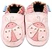MiniFeet Soft Leather Baby Shoes, Pink Ladybird, 6-12 Months