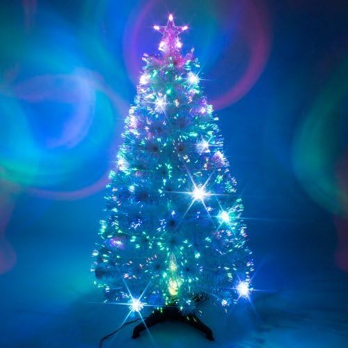 6ft White Artificial Fibre Optic Christmas Xmas Tree with Multi LED 180cm