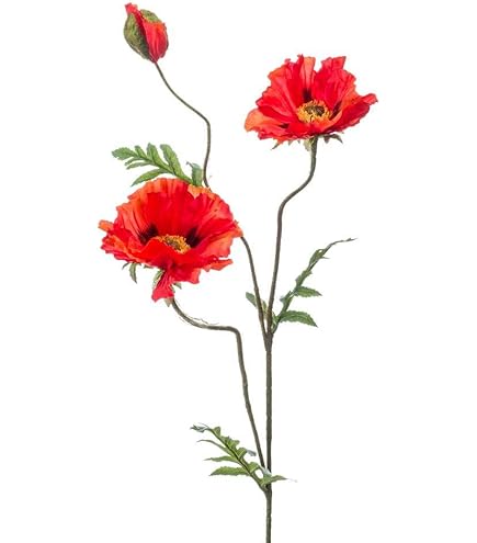 MINGZHE Lot De 10 Coquelicots Artificiels En Soie De 58,4 Cm Avec Tiges, Arrangement De Fleurs De Corail Et Centre De Table Pour Bouquet De Maison, Décorations De Mariage (rouge