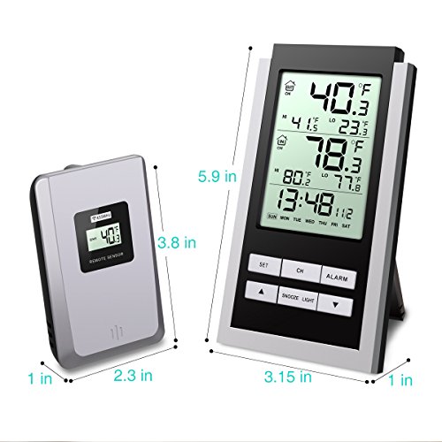 Oria Innen Außen Temperatur Monitor Thermometer mit Hintergrundbeleuchtung und Temperatur Alarm - 5