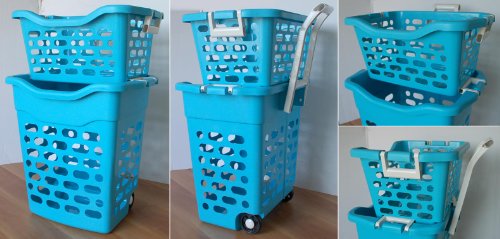 fahrbarer Wäschekorb (blau) - 5