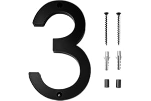 PACUM Número de casa moderno cepillado 6 pulgadas para Casa en Negro Placa Flotante de Número de Casa Números de puerta Modernos Números de puerta Modernos Números de Dirección de casa de calle，numero 3