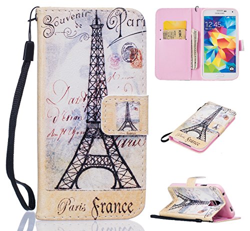 spécification TUOTR Etui pour Galaxy S5 /i9600, Portefeuille Wallet Housse Coque en Premium PU Cuir Book Style Case Cover Swag de Protection Flip Shell avec Fonction Stand Fermeture Aimantée Porte Carte Couvrir Motif Cuir Samsung Galaxy S5 /i9600 +( Bouchons de poussière) (9LP)