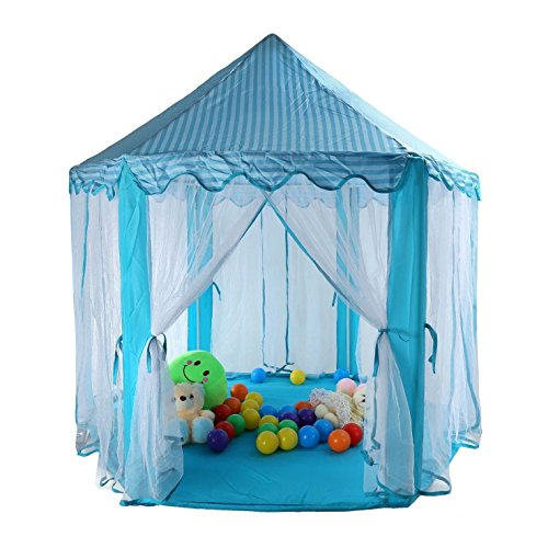 Outdoor Indoor Princess Castle Play Tents,Shayson Large Playhouse Kids For Festival Fairy Princess Castle Tent, Newest Design, Extra Large Room (Blue Tent)